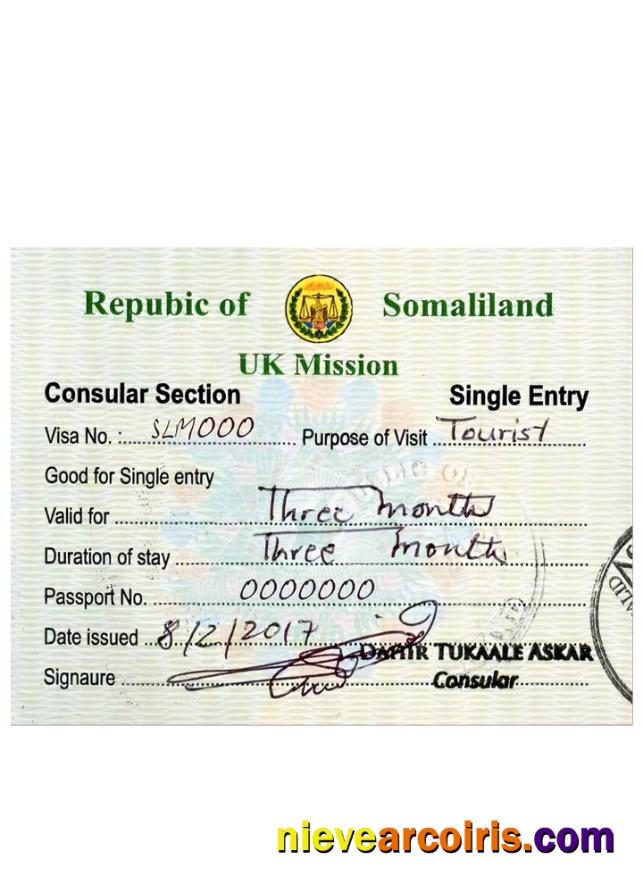 SOMALILAND tourist visa